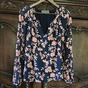 Sunday in Brooklyn Navy and Pink Floral Blouse